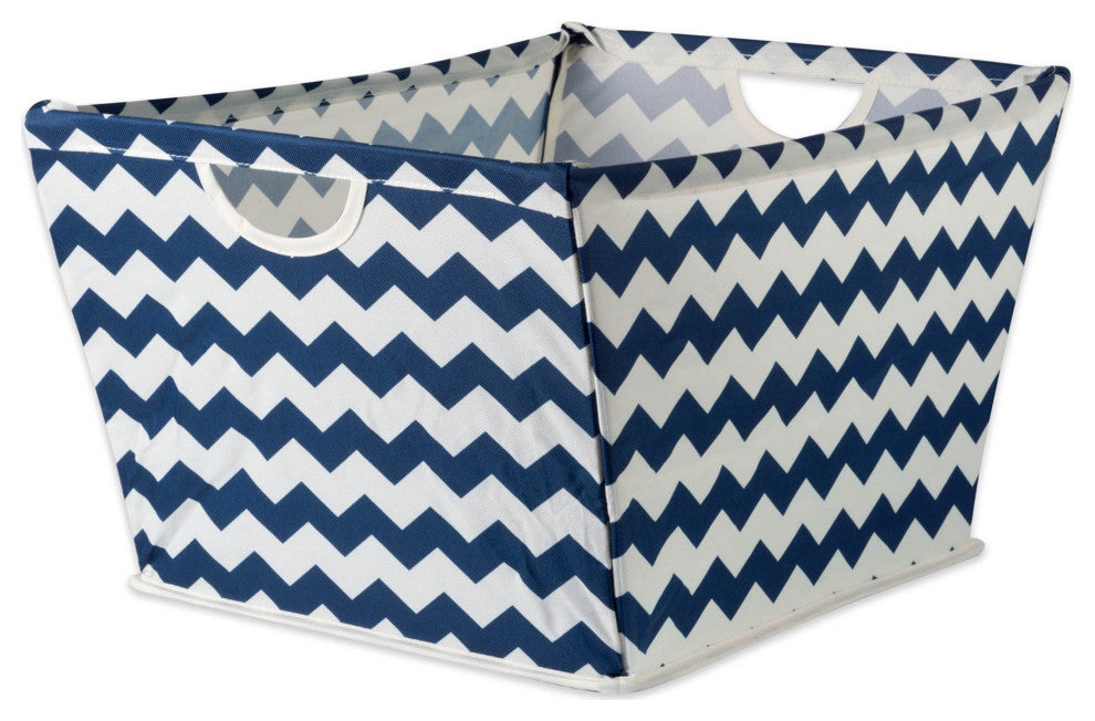 Polyester Bin Chevron Nautical Blue Trapezoid x-Large 22"x15"x13"