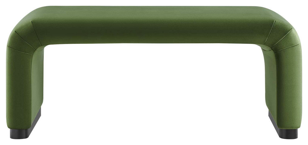 Koda Performance Velvet Waterfall Ottoman - Black Moss Green