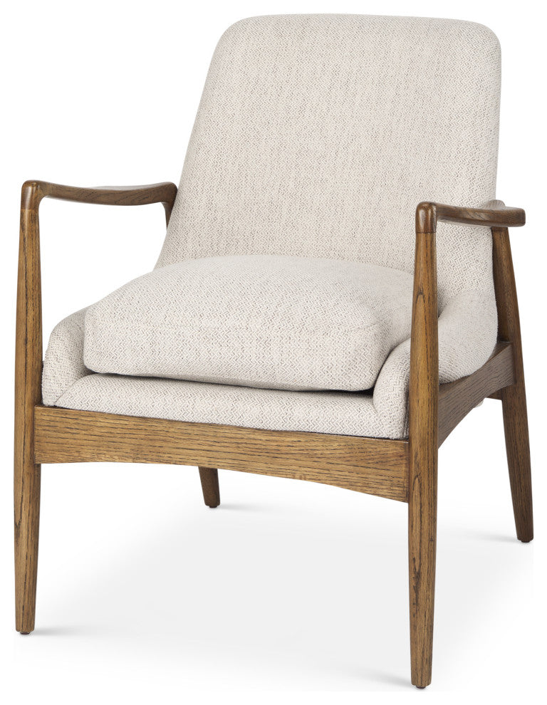 Westan Cream Fabric w/ Medium Brown Solid Wood Accent Chair