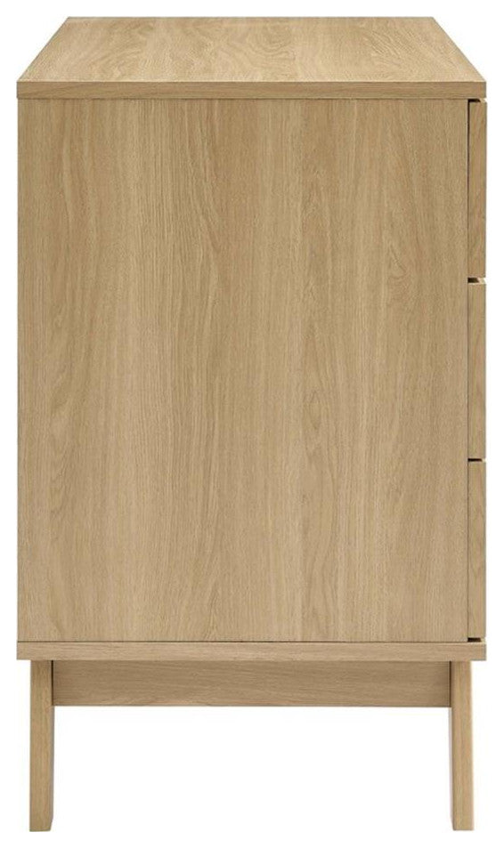 Modway Soma 3-Drawer Rattan MDF and Particleboard Dresser in Oak