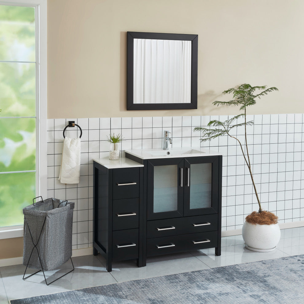 Vanity Art Single-Sink Vanity Set With Ceramic Top, 42", Espresso