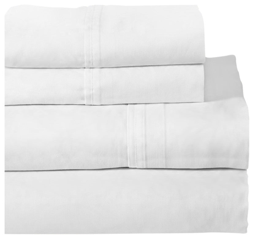 Pointehaven 200TC Combed Cotton Sheet Set, White, Full