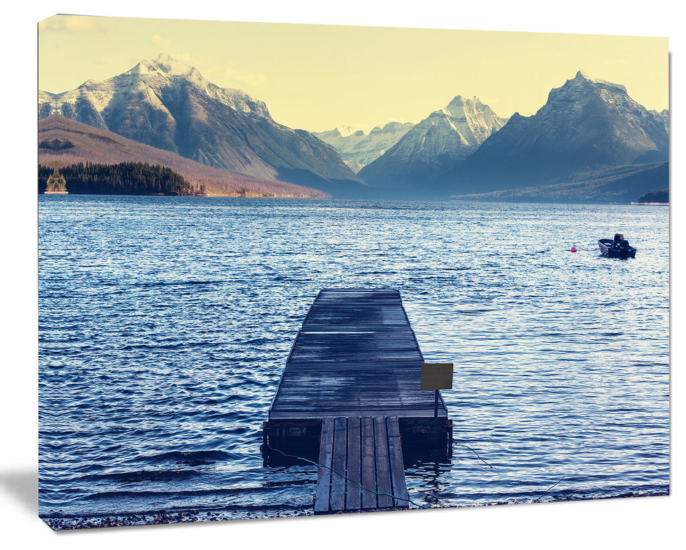Lake in Glacier National Park, Large Seashore Canvas Print, 40"x30"