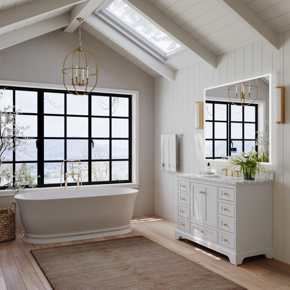 Audrey Vanity Set, White, 48", Gold Hardware, No Mirror