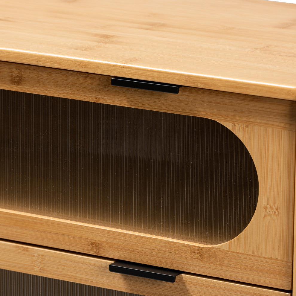 Naresh Natural Brown Bamboo Wood 3-Drawer Storage Cabinet