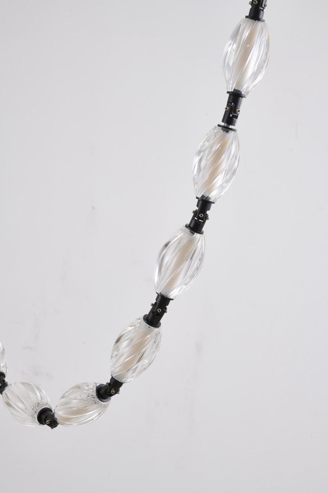 22-Light Black LED Chandelier With Clear Crystal Shades