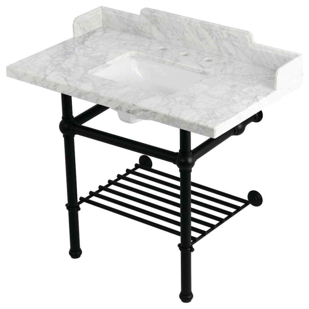 LMS3630MBSQB0 36" Console Sink with Brass Legs (8", 3 Hole)