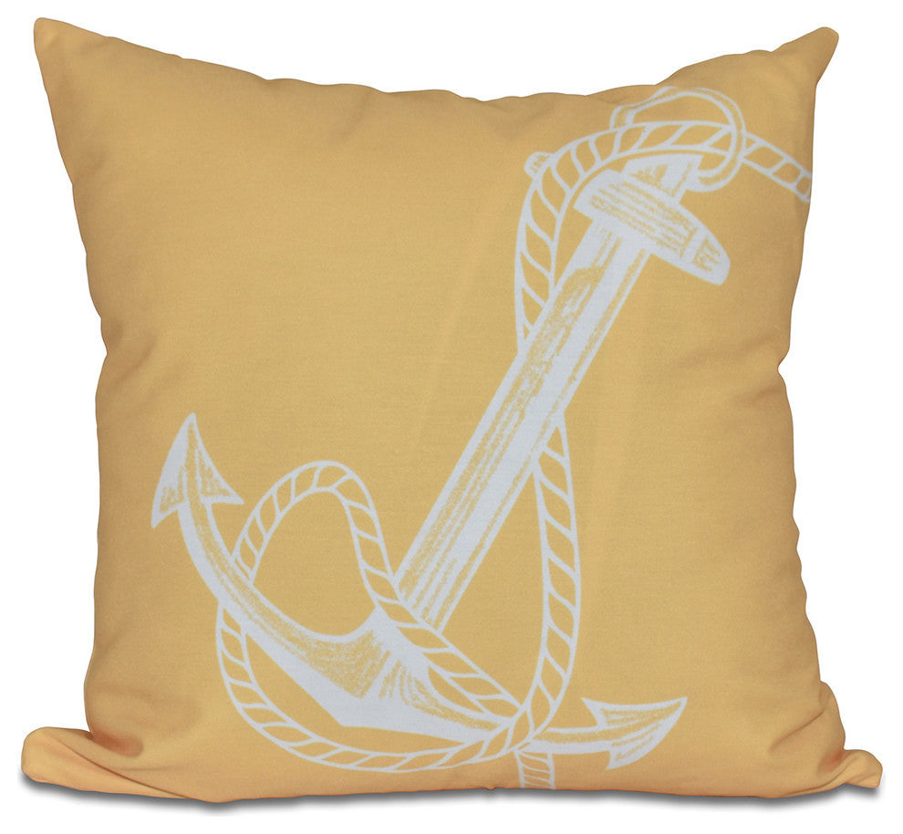 Anchored, Geometric Print Pillow, Yellow, 18"x18"