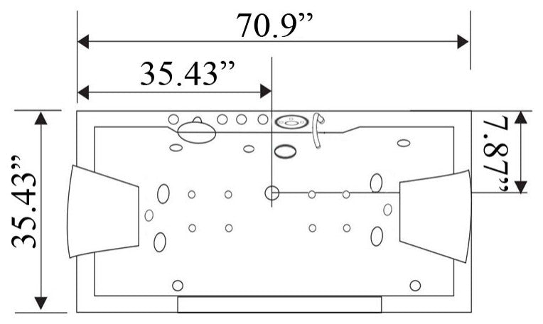 Whirlpool Bathtub 71"x35" Double Pump With Heater, Niagara