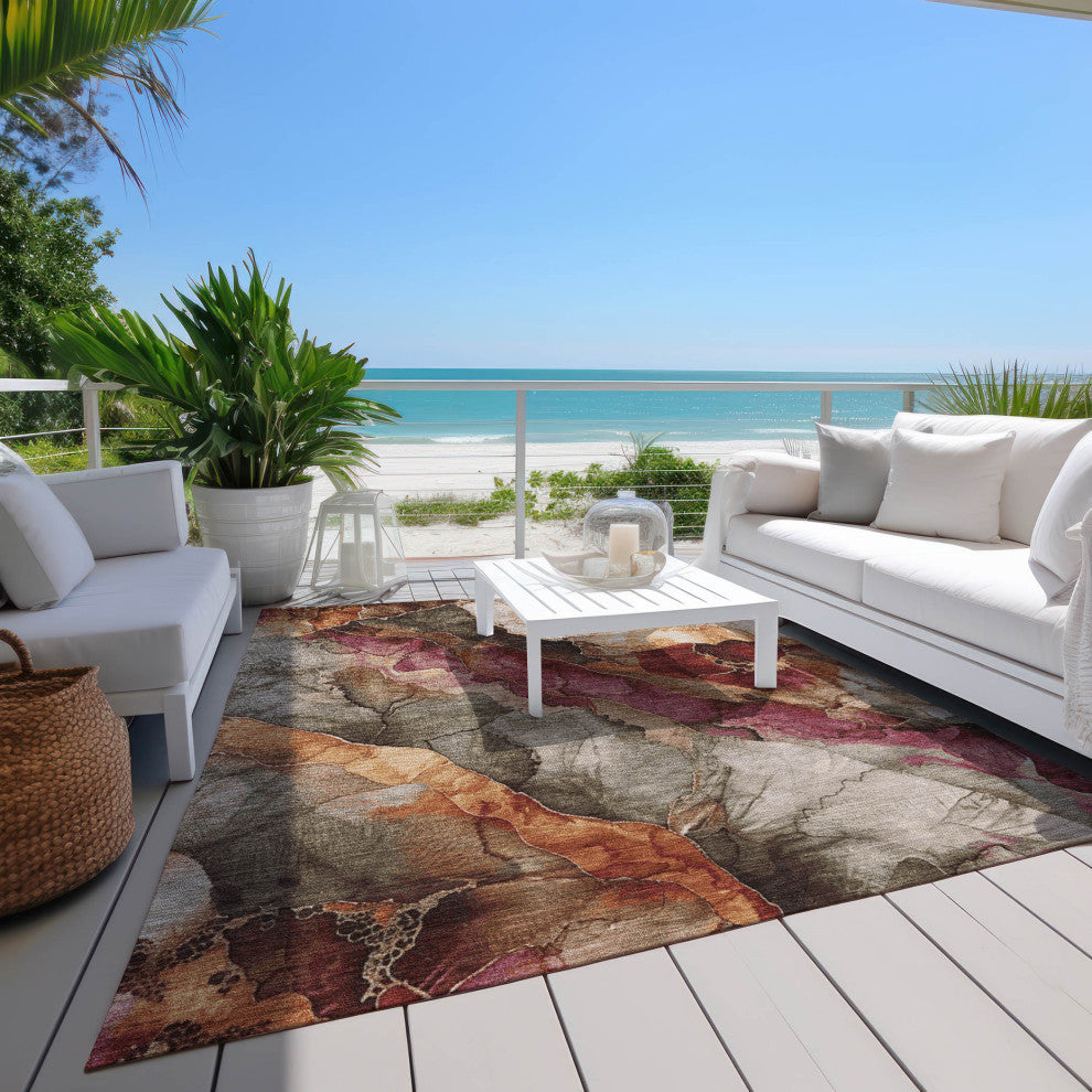 Machine Washable Indoor/Outdoor Chantille ACN1864 Khaki 8' x 10' Rug