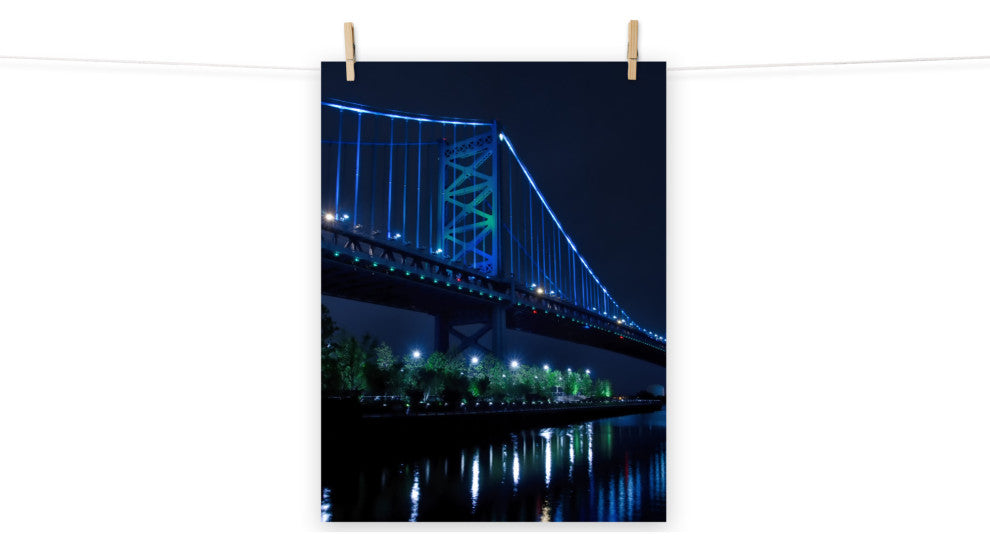 The Ben Franklin Bridge 3 Night Urban Landscape Photo Unframed Wall Art Print, 18" X 24"
