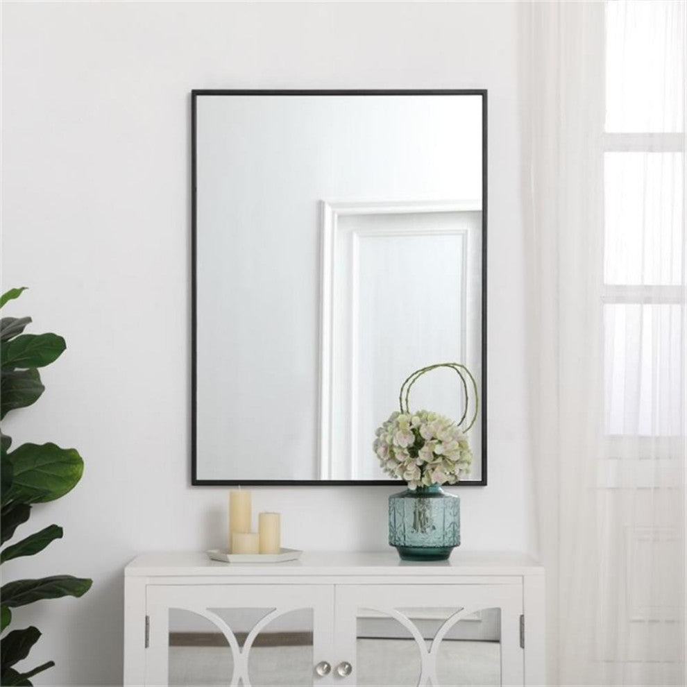 Elegant Decor Eternity 36" x 27" Contemporary Metal Frame Mirror in Black