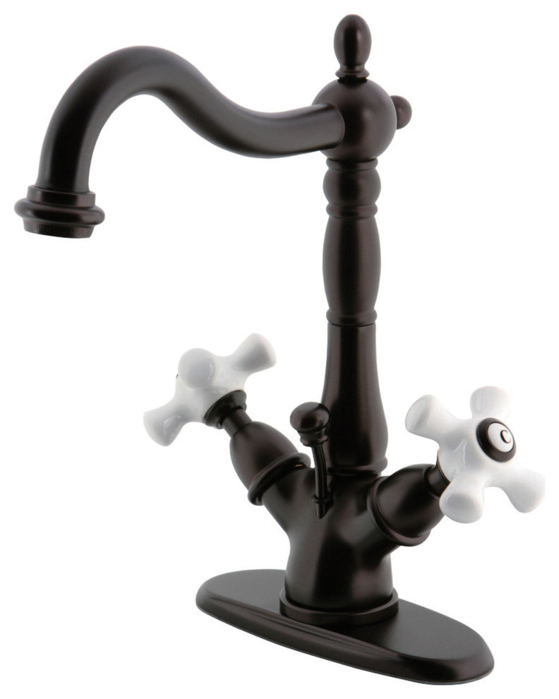 Kingston Brass Two-Handle Bathroom Faucet With Brass Pop-Up, Oil Rubbed Bronze