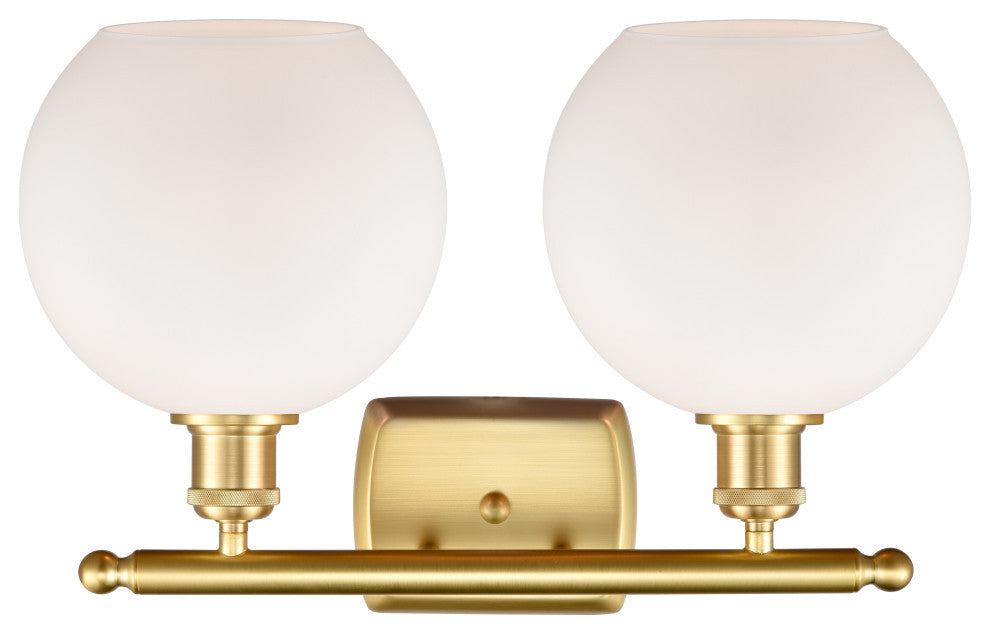 Ballston Athens 8" - 2 Light 18" Bath Vanity Light, Satin Gold, Matte White
