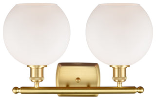 Ballston Athens 8" - 2 Light 18" Bath Vanity Light, Satin Gold, Matte White