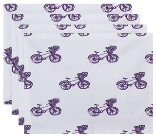 Bicycles! Geometric Print Placement, Hyacinth, Set of 4