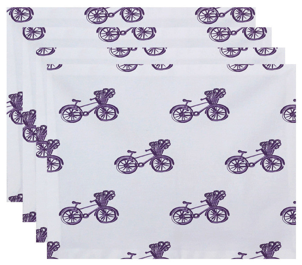 Bicycles! Geometric Print Placement, Hyacinth, Set of 4