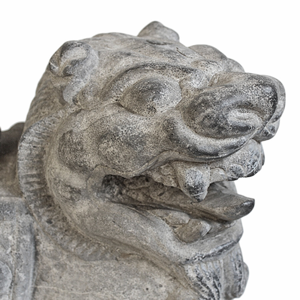 Consigned Grey Stone Lion Statue
