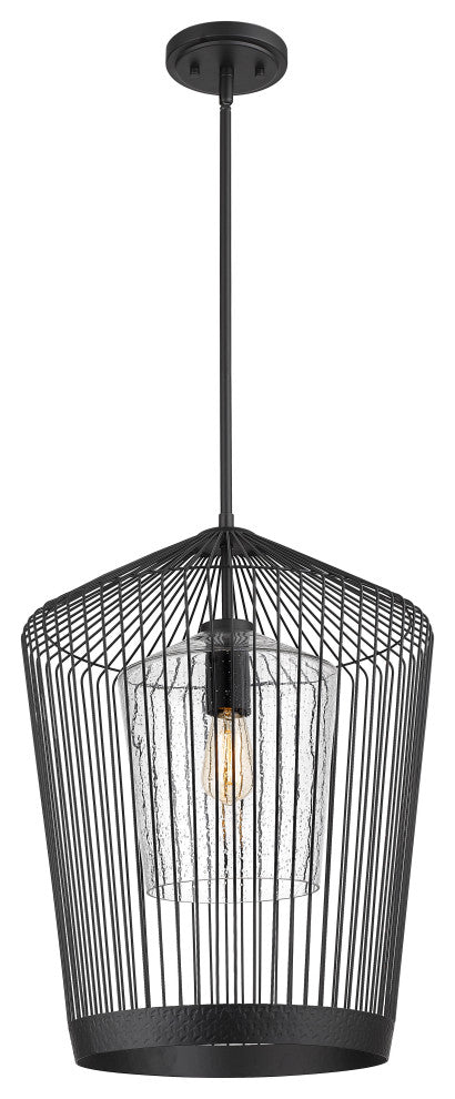 Zlite 342P19-MB 1-Light Pendant, Clear Seeded