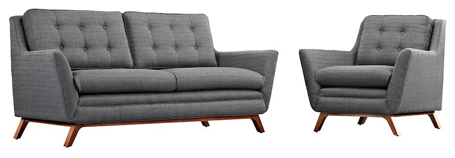 Gray Beguile Living Room Set Upholstered Fabric Set of 2