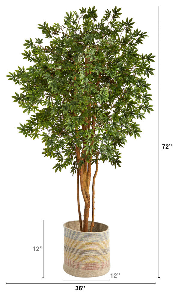 T2901 6 Japanese Maple Artificial Tree in Handmade Natural Cotton Woven Planter
