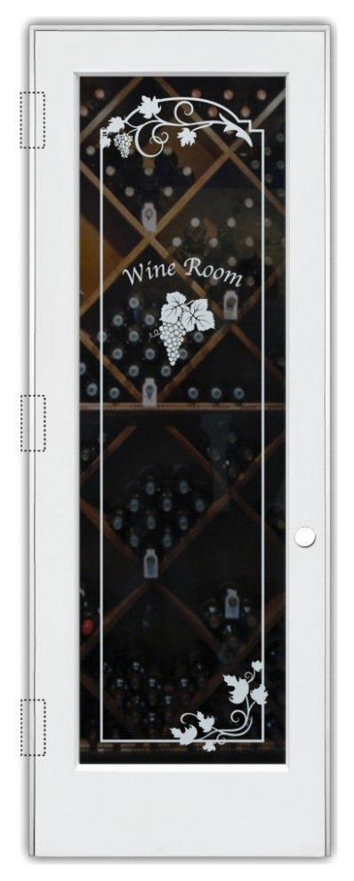 Wine Door - Grape Cluster Arched Border with Text - Primed - 32" x 96" -...