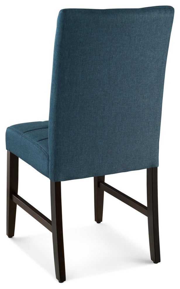 Tufted Side Dining Chair, Set of 2, Fabric, Wood, Blue, Cafe Bistro Restaurant