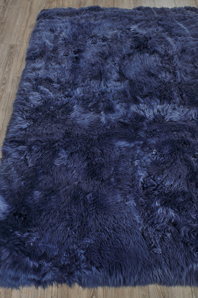 Sheepskin Shag Wool Indigo Area Rug