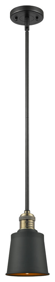 Addison 1-Light Mini Pendant, Black Antique Brass, Matte Black