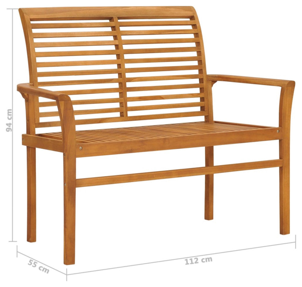 Vidaxl Garden Bench With Cream Cushion 44.1" Solid Teak Wood