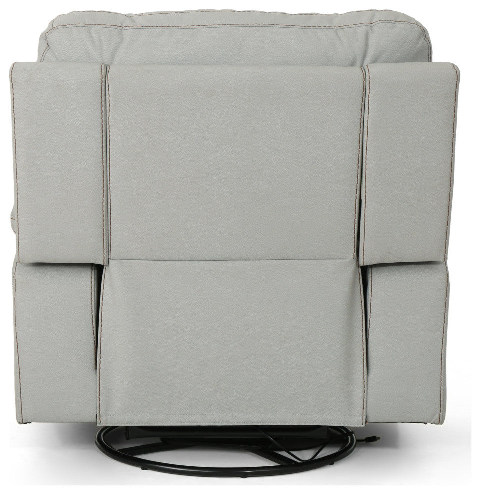 GDF Studio Laurent Leather Swivel Power Recliner, Light Gray/Black