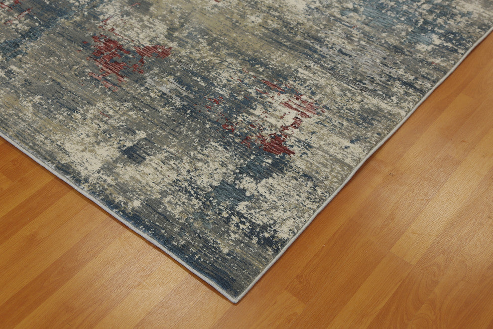 Astoria 3370-930 Area Rug, Grey and Burgundy, 4'x5'7"