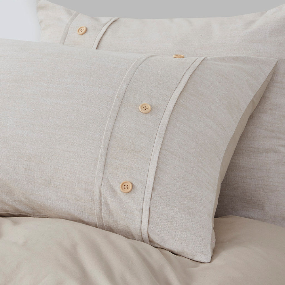 Clean Spaces Dover 3 Piece Organic Cotton Oversized Duvet Cover Set