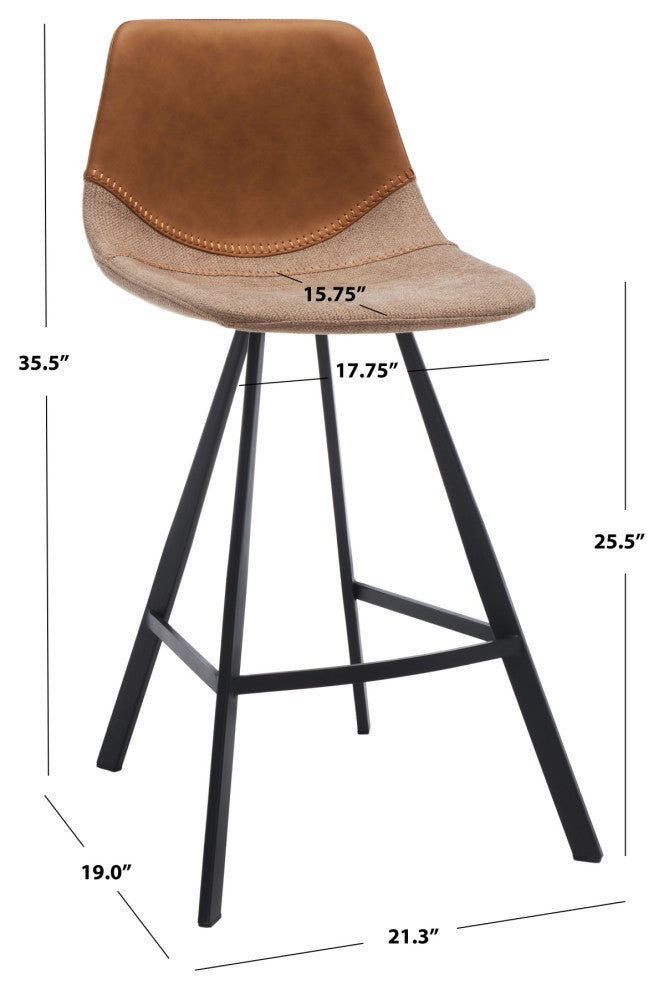 Safavieh Granger Counter Stool, Cognac/Black