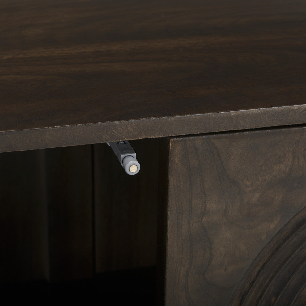 Tucker Dark Brown Wood w/ Carved Arch Pattern 2 Door Cabinet