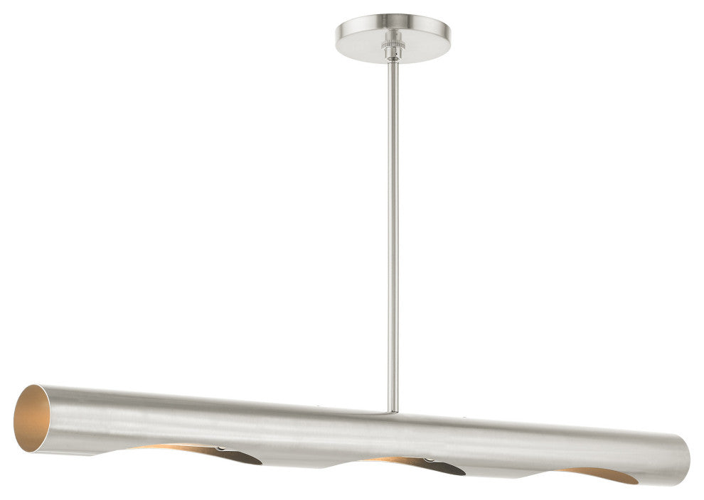 Brushed Nickel Contemporary, Minimal, Industrial, Urban, Sleek Linear Chandelier