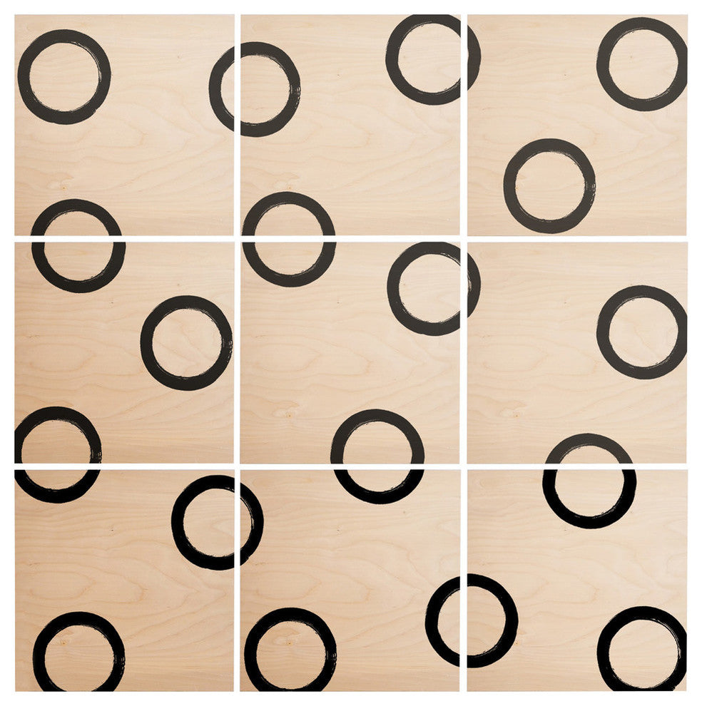 Deny Designs Kelly Haines Monochrome Circles V2 Wood Wall Mural, 3'x3'