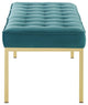 Living Lounge Accent Chair Bench, Velvet Fabric Metal Steel, Gold Aqua Blue