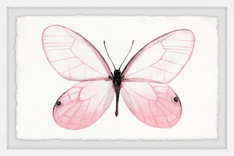 "Pink Butterfly Beauty" Framed Painting Print, 36"x24"
