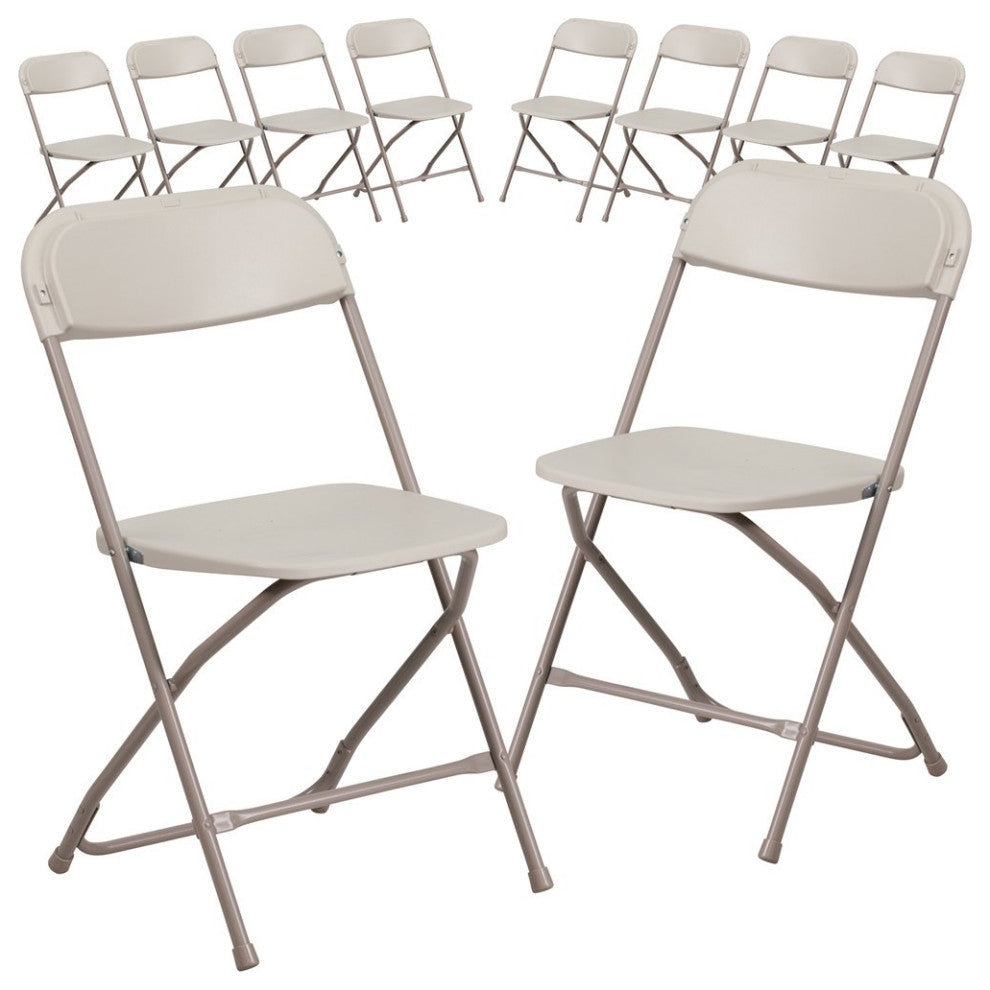10 Pk. HERCULES Series 800 lb. Capacity Premium Beige Plastic Folding Chair