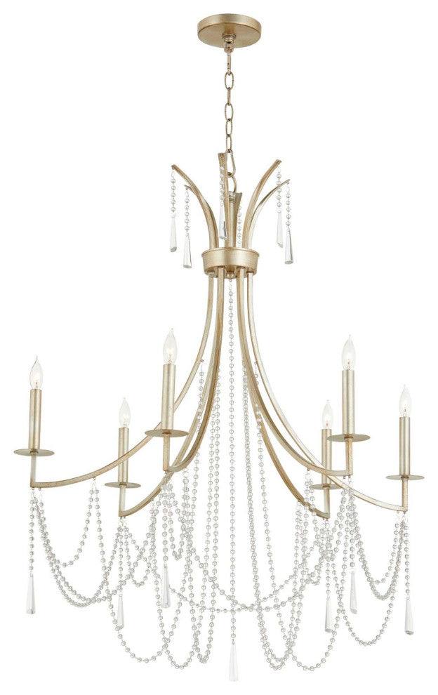 Quorum International 628-6 Malin 6 Light 32"W Crystal Empire - Antique Silver