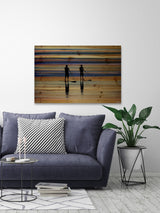 "Beach Surf" Print on Natural Pine Wood, 36"x24"
