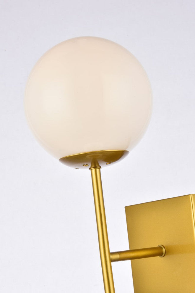 Noah 2-Light Brass and White Glass Wall Sconce