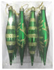 Green Finial Ornament With Snowflake And Line Glitter Design