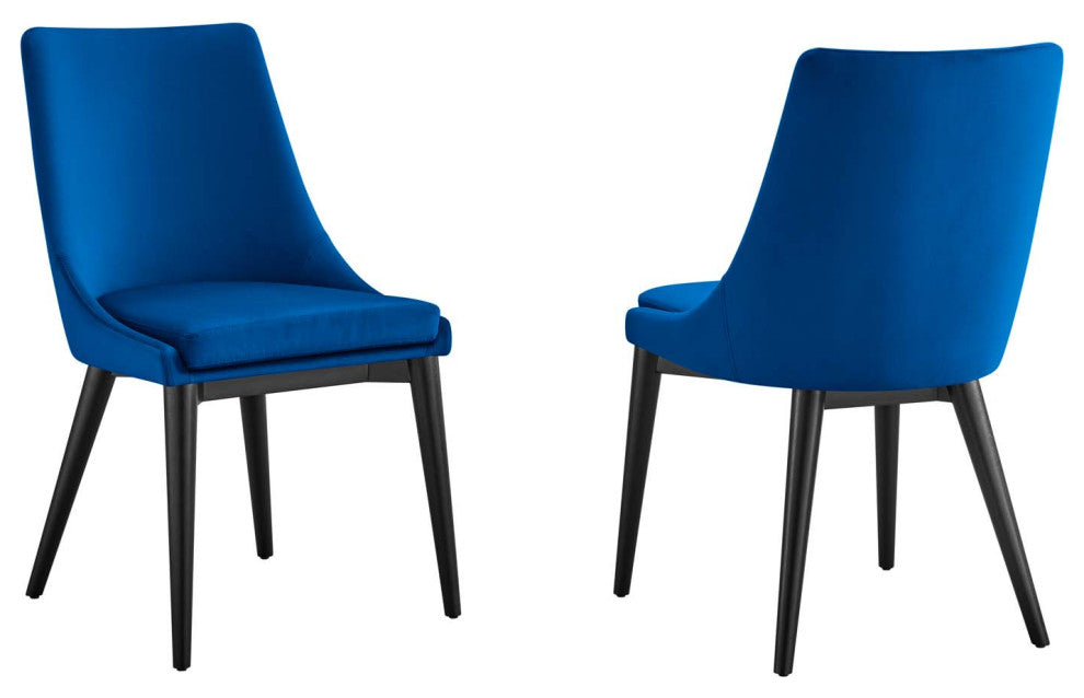Viscount Accent Performance Velvet Dining Chairs, Set of 2, Navy