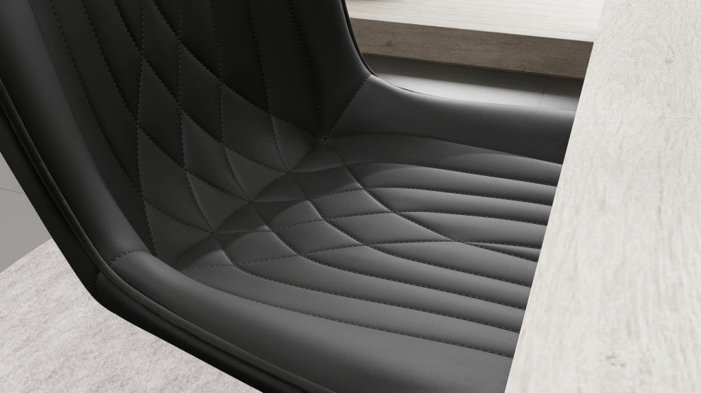 Younike Armless Upholstered Faux Leather Rolling Office Chair, Black