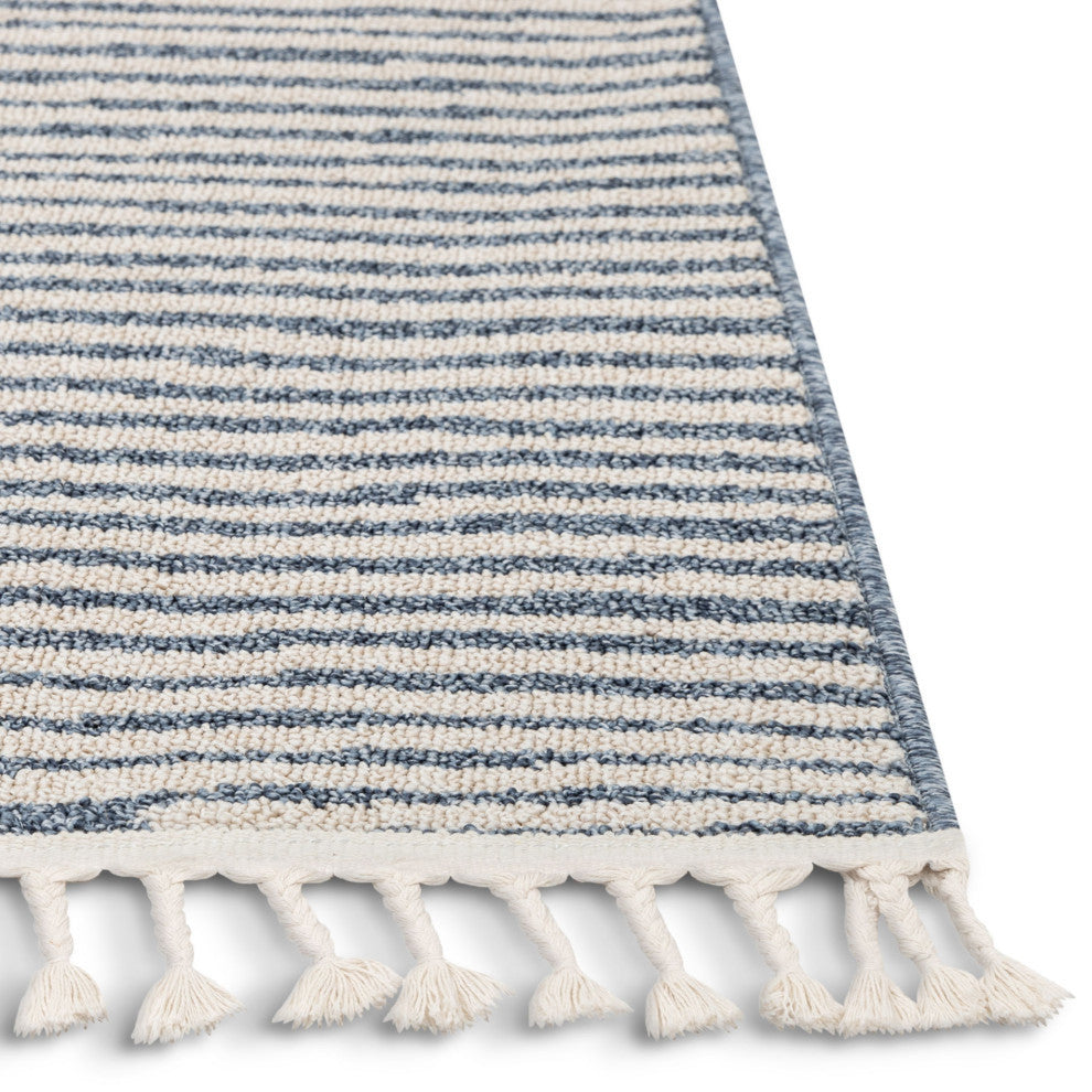 Zipped Tribal Aztec Geometric Area Rug, Denim Blue, 7'10"x10'6"