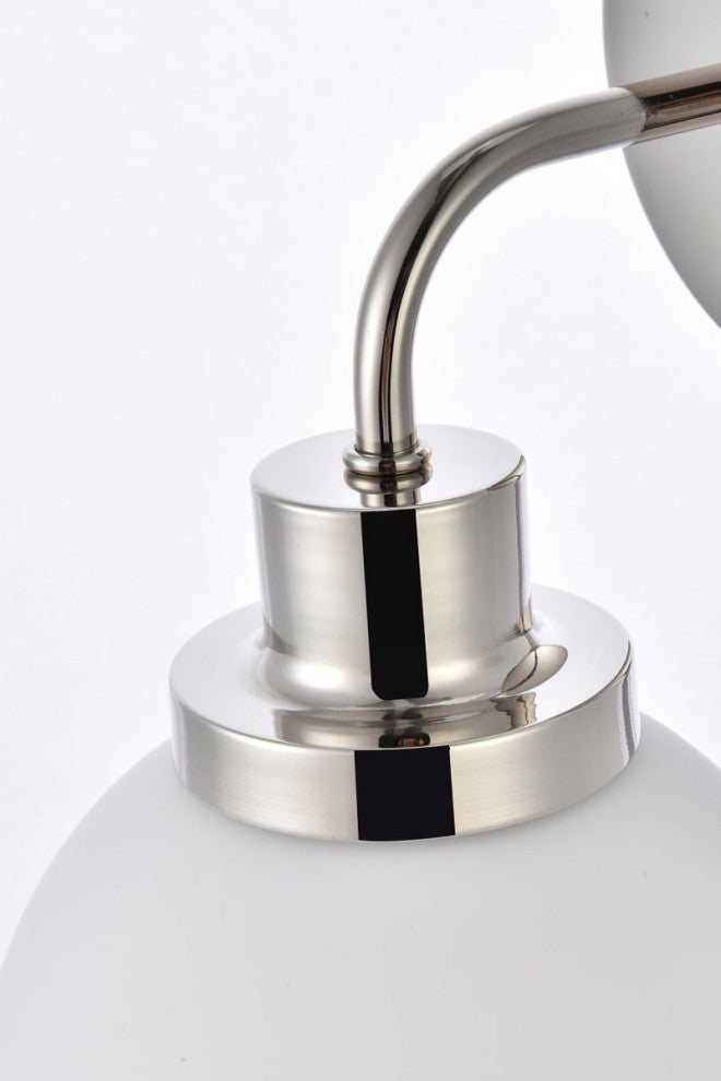 Helen 1-Light Bath Sconce, Polished Nickel With Frosted Shade
