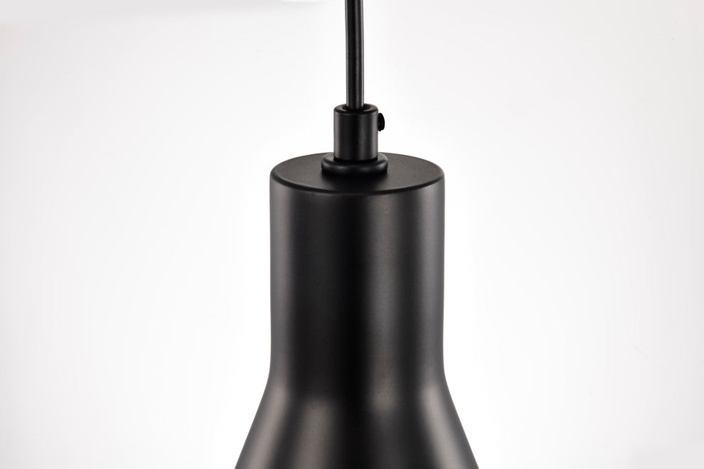 1-Light Matte Black Metal Cone Hanging Kitchen Pendant Light