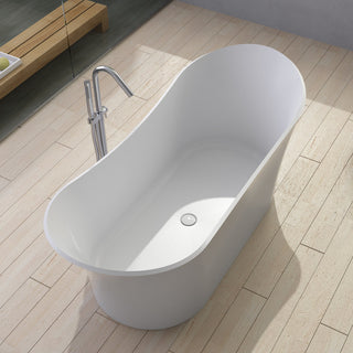 ADM Curved Freestanding Bathtub, Matte White, 68.9"